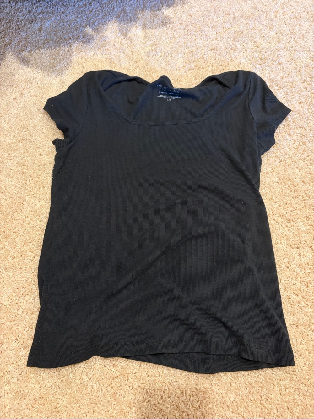 Rachel Zoe Black Short Sleeve Scoop Neck Tee